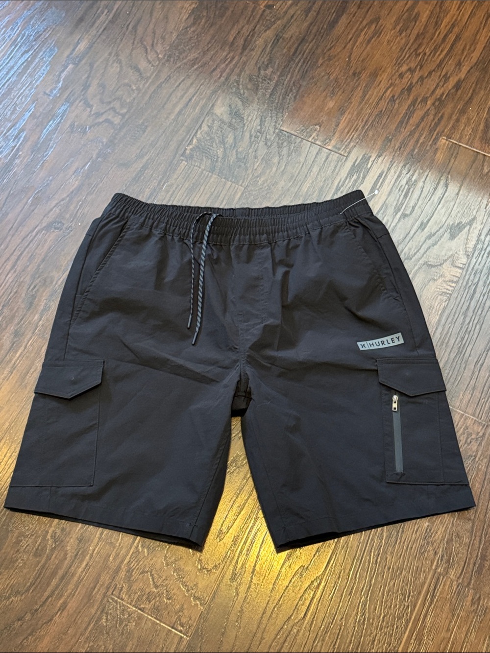 Hurley Black Cargo Shorts with Zip Pocket